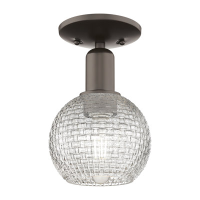 Arcadia - Athens - 1 Light 6" Basketweave Semi-Flush Mount - Oil Rubbed Bronze Finish - Clear Basket Weave Shade