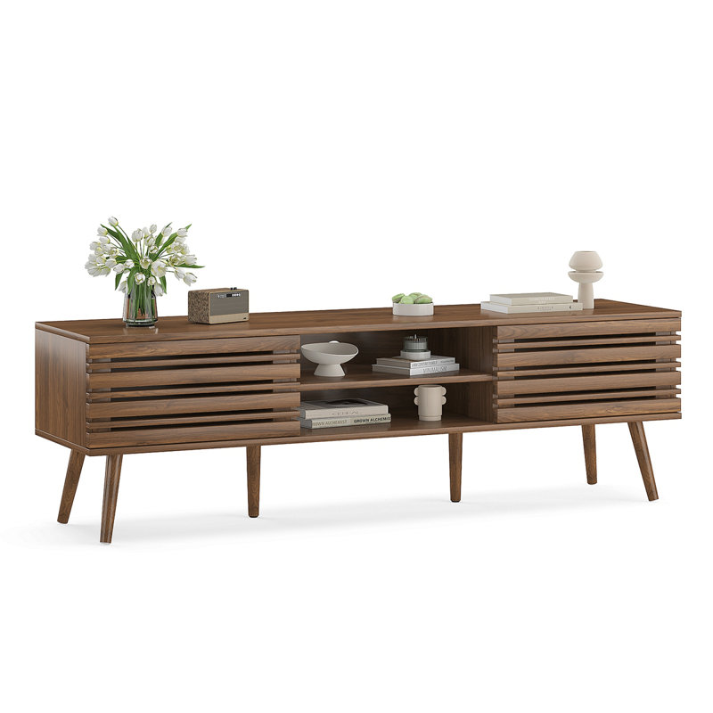 Meuble télé Mid Century, Noyer naturel