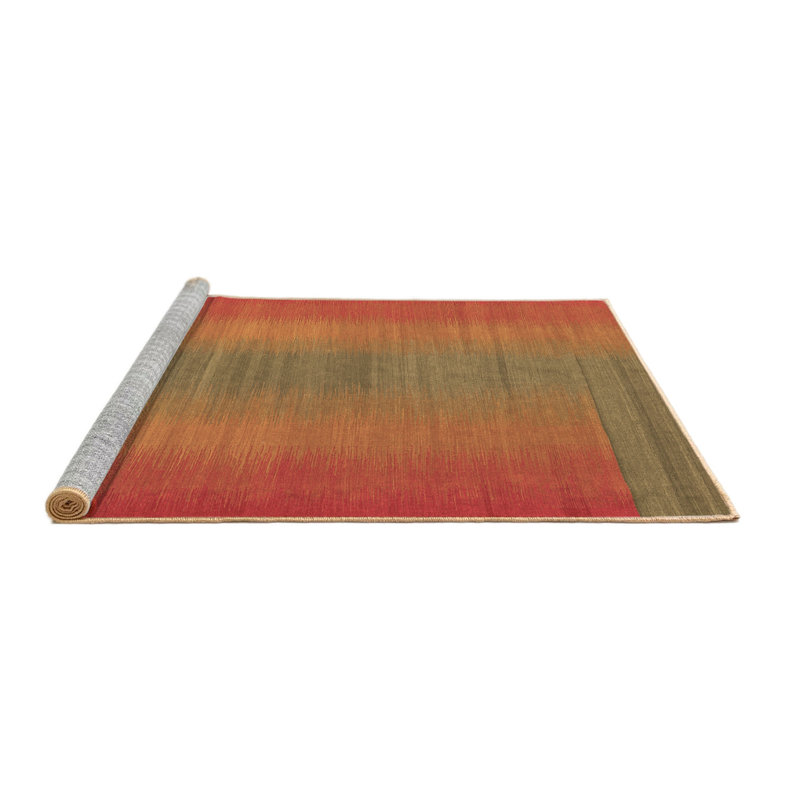 Tapis contemporains brun lavable à la machine 2576, Rond 7 pi
