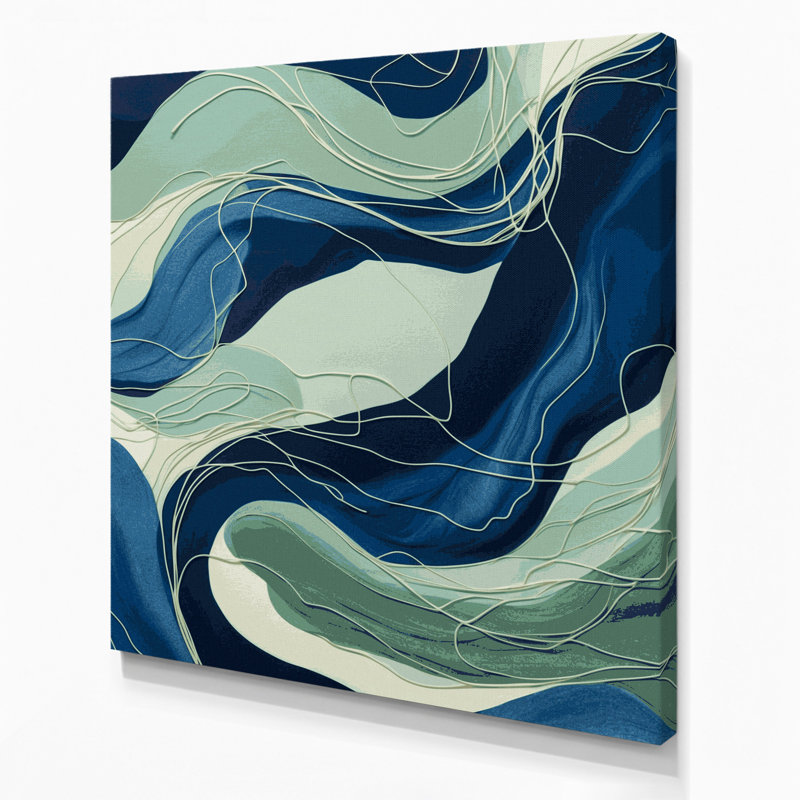 «Abstract Landscape 33», art mural sur toile bleue, H 12 po x l 12 po