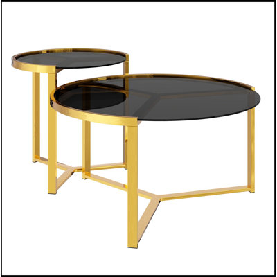 Ensemble de tables basses gigognes en verre avec pieds robustes