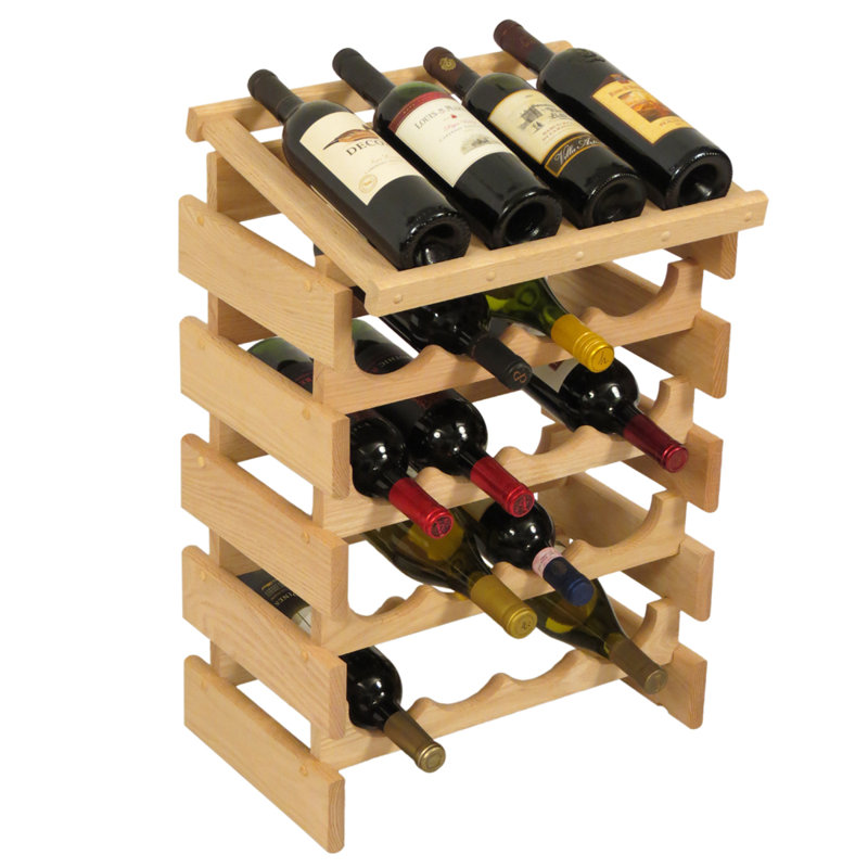 Support à vin sur pieds en bois massif 20 bouteilles Geis, Brut