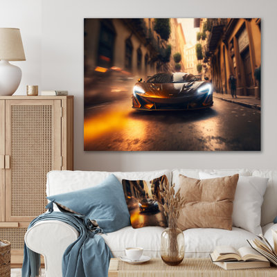 «Futuristic Black Bugatti Sports Car Racing V», reproduction sur toile