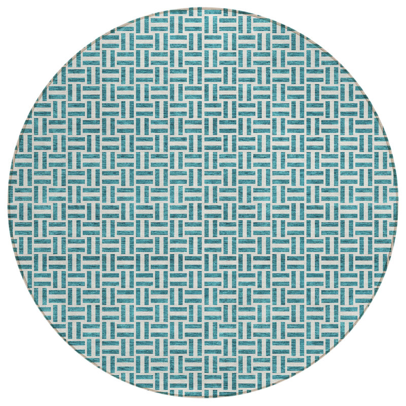 Tapis rond bleu / argent 8 po