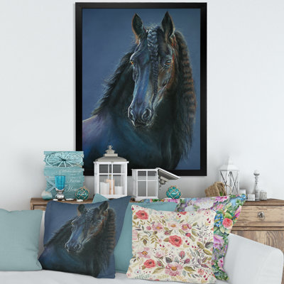Portrait d'un cheval frison - peinture sur toile
