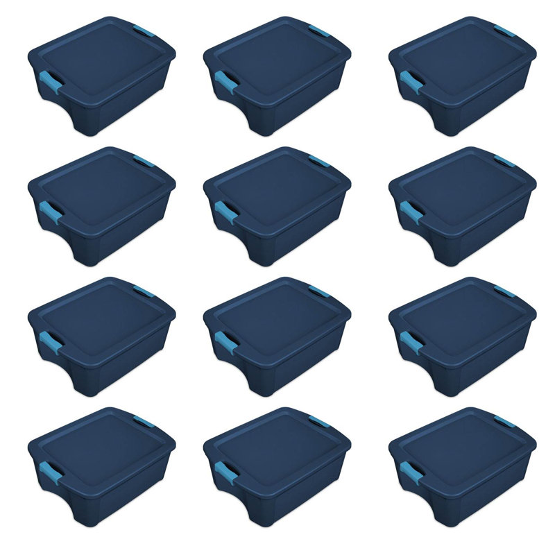 Loquet et porte 12 gallons Sterilite, 72 Quart, Bleu, 12-Pack