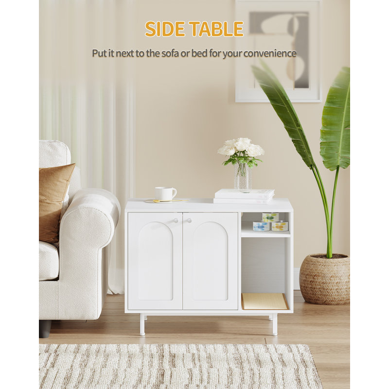 Enceinte de litière pour chat, armoire à litière cachée, table d'appoint en bois pour animal de compagnie avec rangement pour salle de bain, chambre à coucher