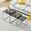 Living Room Nesting Coffee Table Set Of 3 High Glossing Marble Effect, Small Square Side Sofa Table 3 In 1 Nested Table Corner Little End Table Stackable Wood Tabletop With Chrome Frame -1480114709
