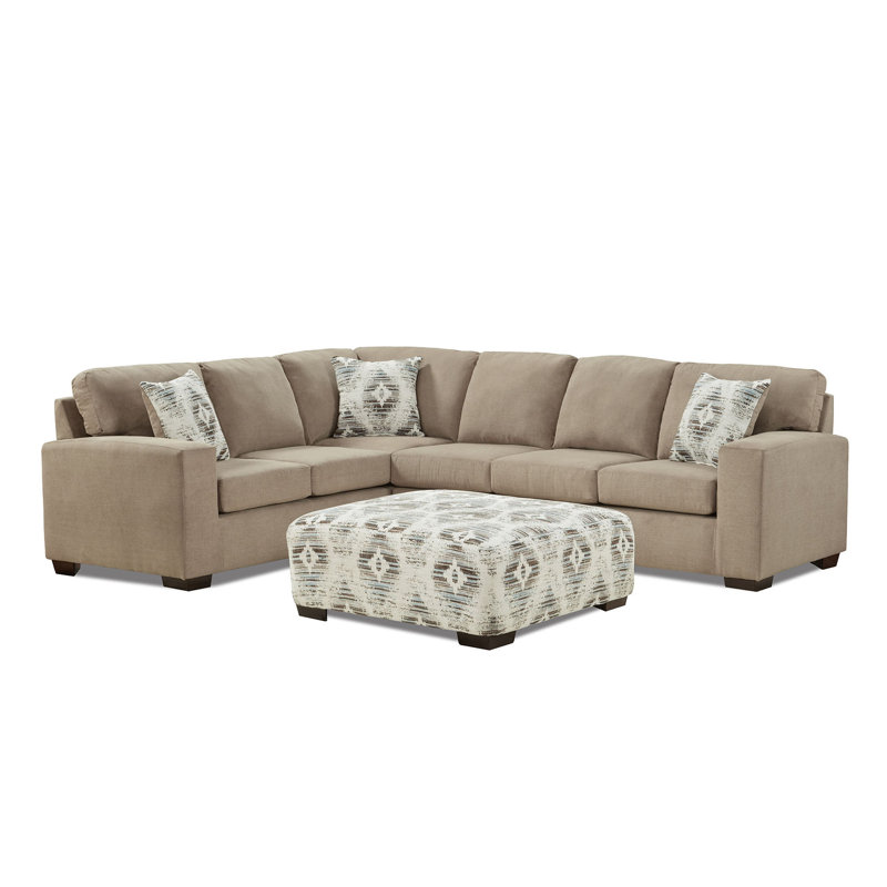 Canapé d'angle avec repose-pieds, 100% polyester taupe
