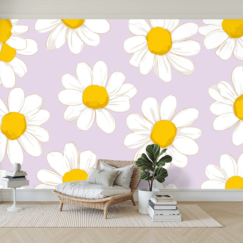 Murale auto-adhésive pour marguerites de chambre l 96 po x H 69 po Peel and Stick, L 96 po x l 69 po