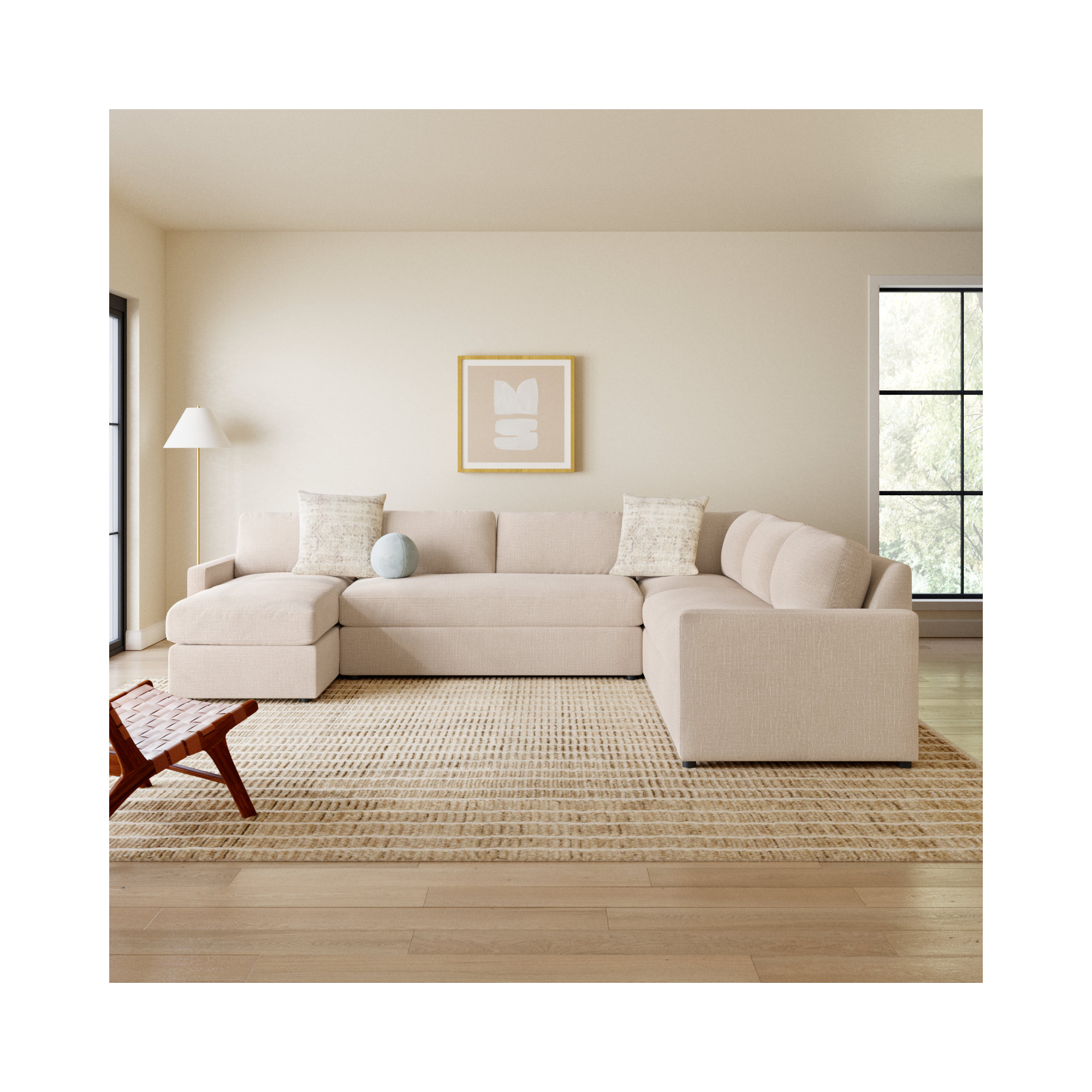 Damari Upholstered U-Sectional, Left Hand Facing, Andrew Cognac Performance Chenille