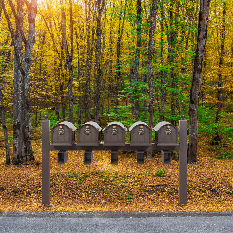 Balmoral Quint Mount Mailbox /w/ Ball Finials, Personalized Door Medallion, Newspaper Box (5 Mailboxes, Posts, 5 Newspaper Boxes, 5 Medallions)
