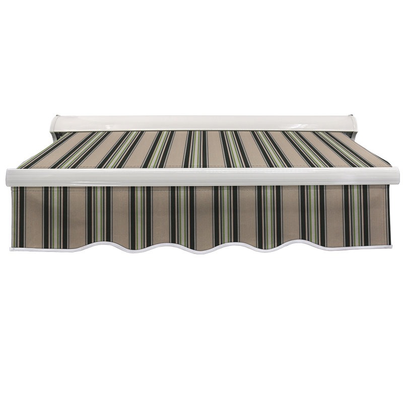 Dakota Fields 295cm W x 250cm D Fabric Multi-Stripe Cover Motorised Retractable Patio Awning