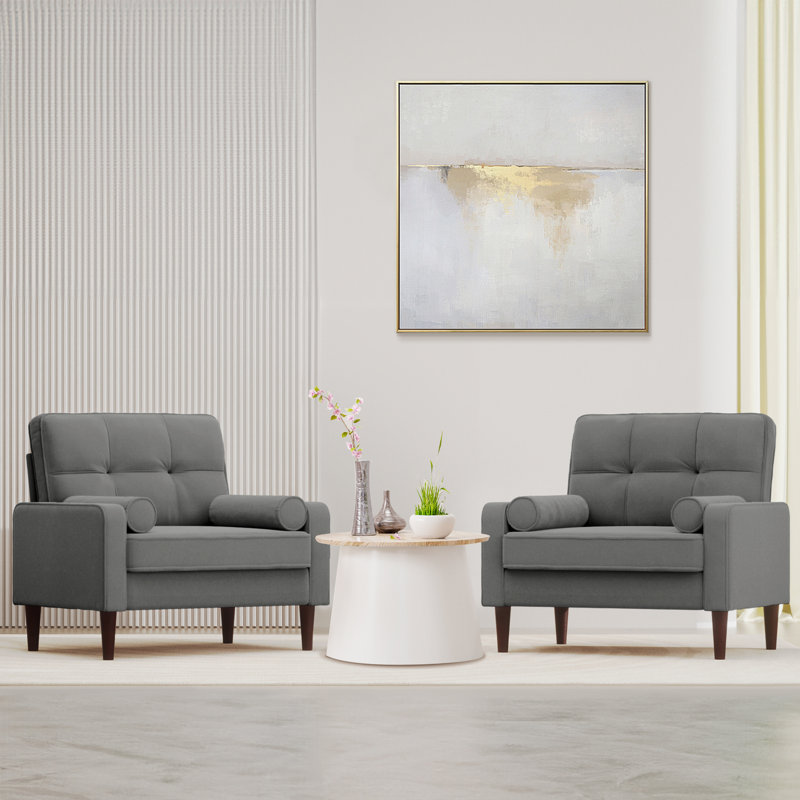 Ensemble de 2 fauteuils en velours Zelder, Velours gris