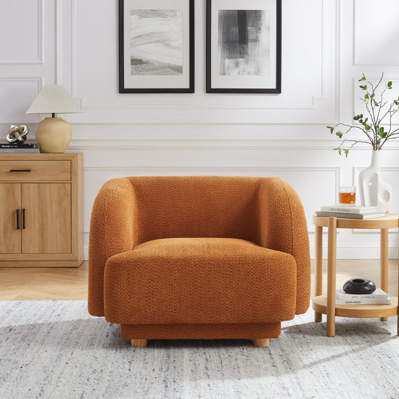 37" Wide Modern Barrel Chair, Plush Chenille Upholstered Accent Lounge Chair for Living Room, Bedroom, Study - Multiple Colors