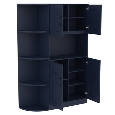 Multifunctional Left-Right Combination Hall Cabinet (Can Be Used Separately) With Storage And 4 Hooks, Storage Cabinet/ Hall Tree 2 In 1 For Living Room, Kitchen And Hallway