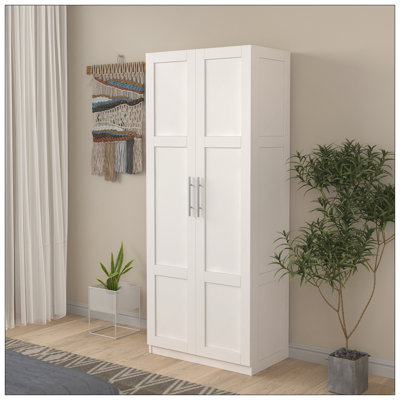 High Wardrobe And Kitchen Cabinet With 2 Doors And 3 Partitions To Separate 4 Storage Spaces