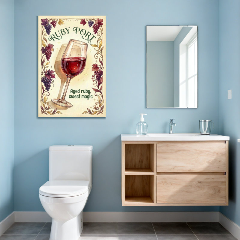 Fashion Ruby Port Wine Glass Grape Vine Pattern, 30" H x 20" W