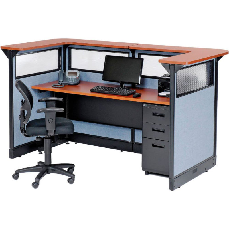 Bureau de réception en U avec fenêtre L 88 po x P 44 po x H 44 po