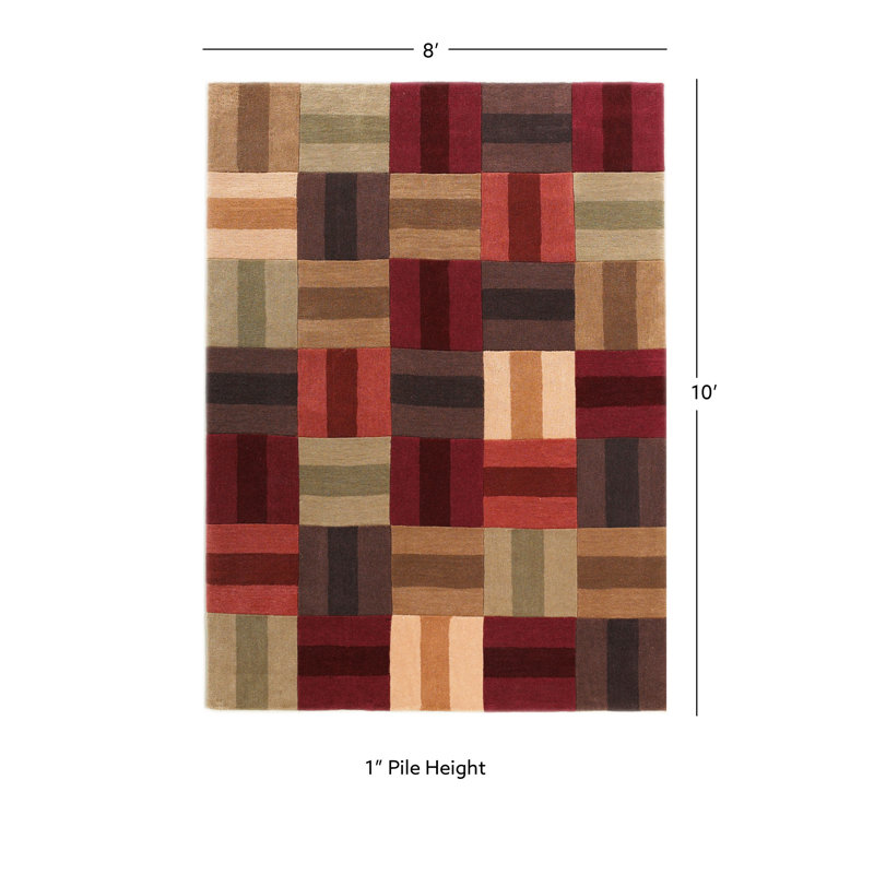 Equelle Handmade Rug Burg And Beige, Rectangle 8' x 10'