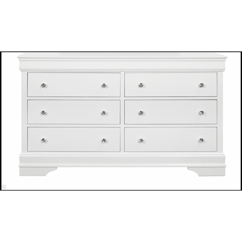 Luxueuse commode blanche texturée métallique crocodile Shaker avec quincaillerie en cristal et beaucoup de rangement