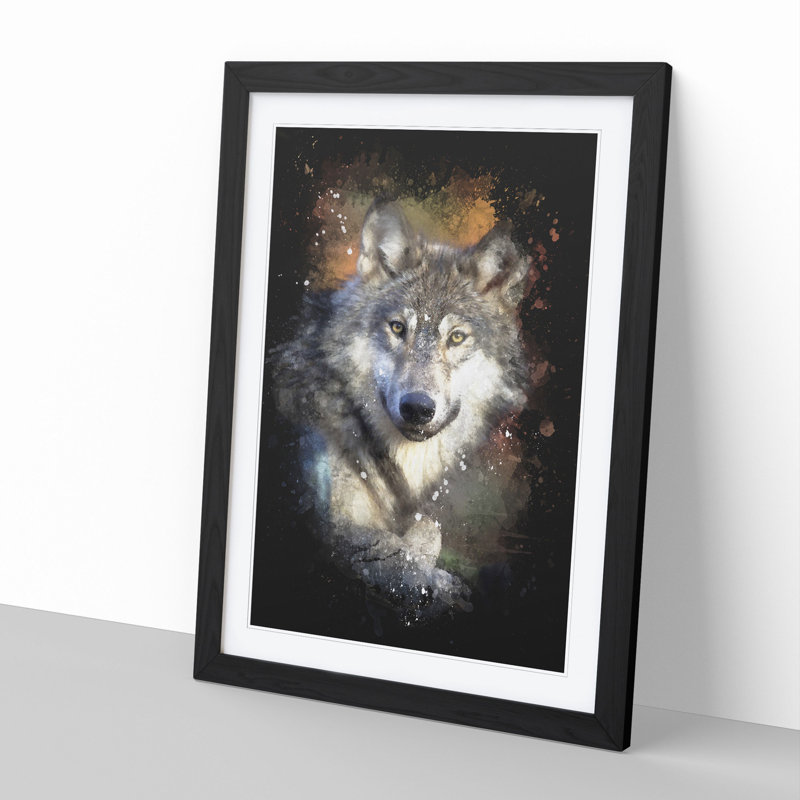 Wolf Vol.2 Paint Splash - Framed Print, Black, 65cm H x 48cm W x 2cm D
