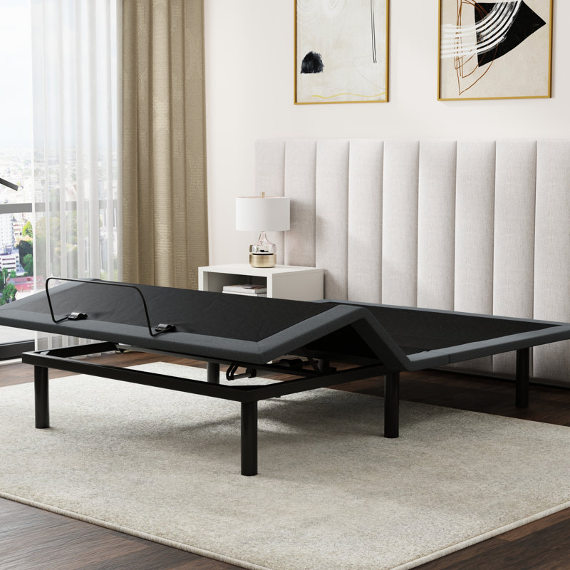 Base de lit ajustable à plateau divisé grand noir et gris Os4 avec fonction de réglage de la position du pied de la tête, système de renfort à une touche Zero Gravity One-Touch, structure de renforcement de la structure très robuste,