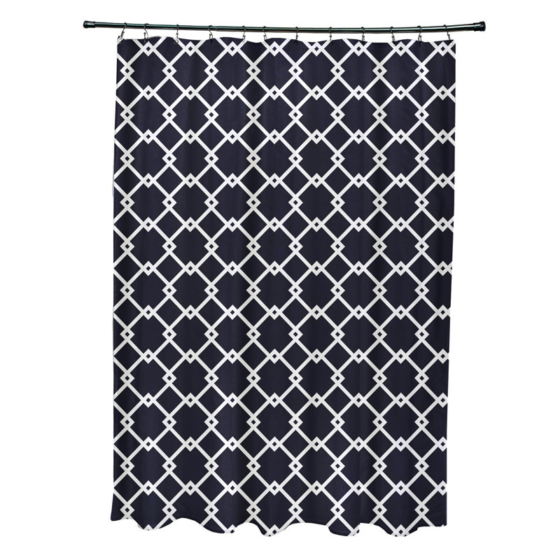 Rideau de douche simple géométrique Pandro, Bleu marine