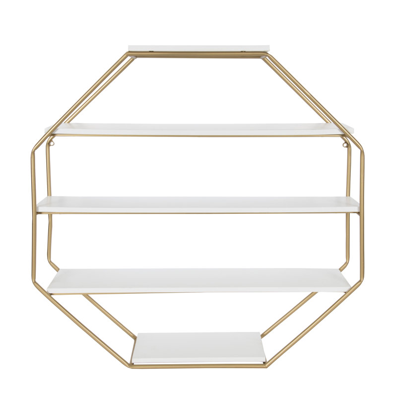 Étagère murale octogonale à 5 tablettes Colten, Blanc