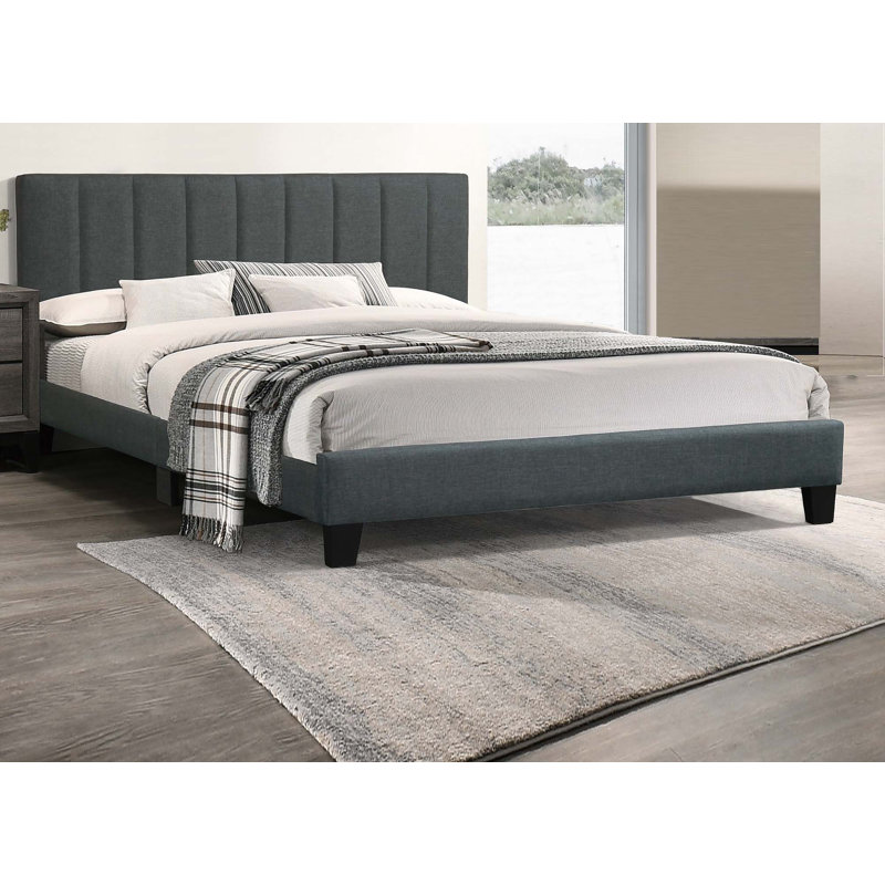 Magnifique meuble de chambre à coucher à lattes en polyfibre gris anthracite