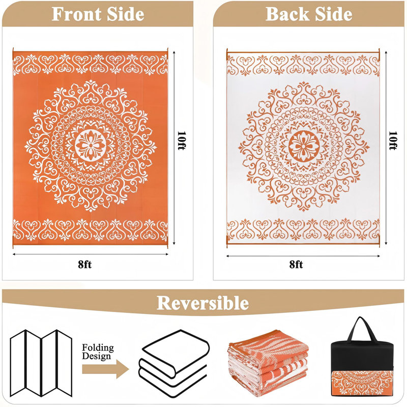 Outdoor Rug, Rectangle 8' x 10', Orange