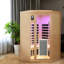 Sauna de coin intérieur KISRAIS, sauna infrarouge FAR à 2 places avec 2 lumières DEL de lecture, 3 lumières de chromothérapie, 1 lumière extérieure et haut-parleurs Bluetooth | Sauna personnel à chaleur sèche d'intérieur pour la maison et la salle de sport - fabriqué à partir de pruche du Canada-120145804