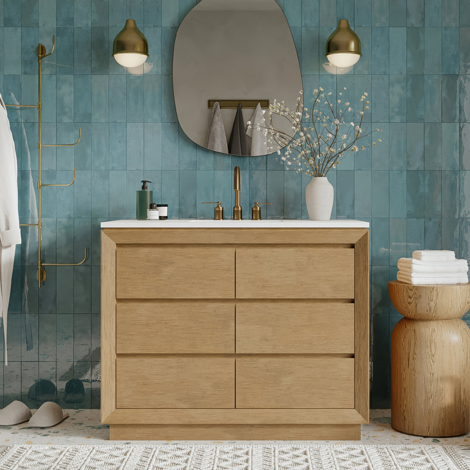 72" Double Bathroom Vanity, 42" W