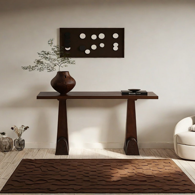 Console rétro en bois massif minimaliste, H 30,71 po x l 55,12 po x P 11,81 po