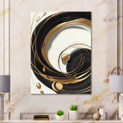 Gold Glamour Circle II - Modern Spiral Metal Wall Art