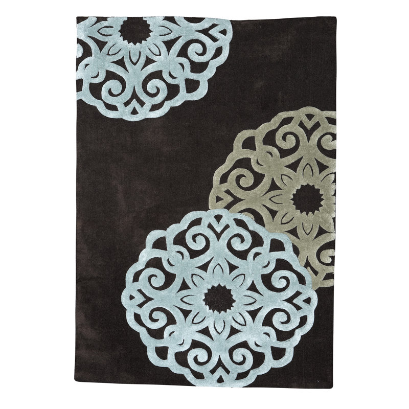 Equelle Handmade Rug Chocolate And Ice Blue, Rectangle 8' x 10'