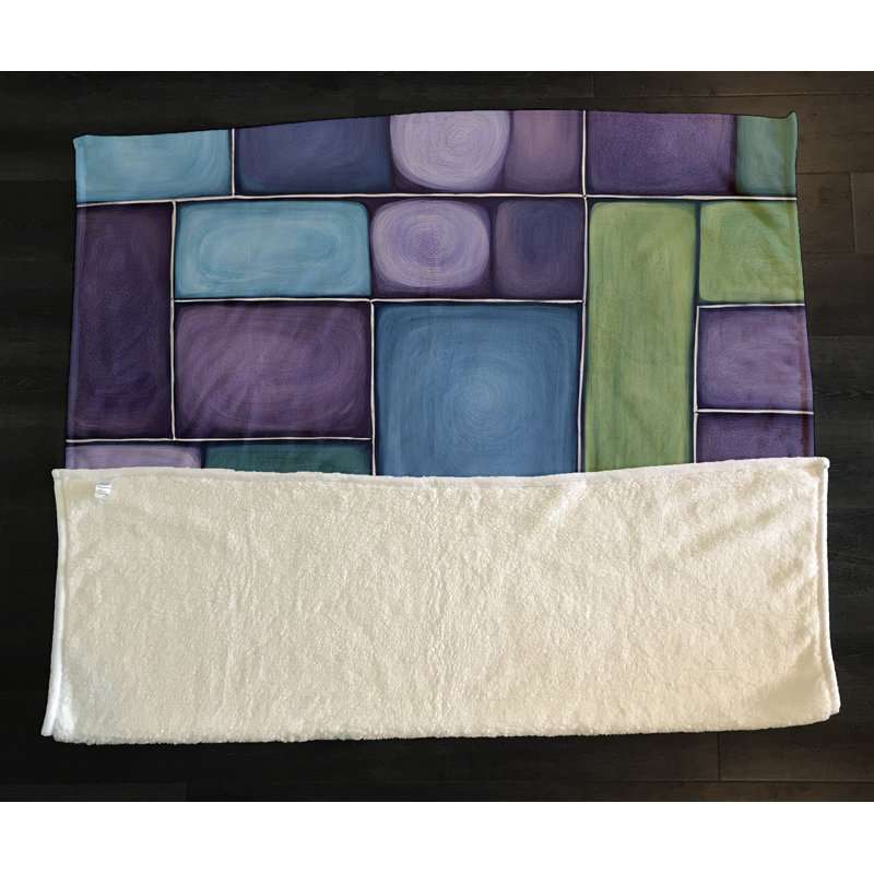 Throw Blanket, 51" W x 60" L, Abstract, Blue/Green