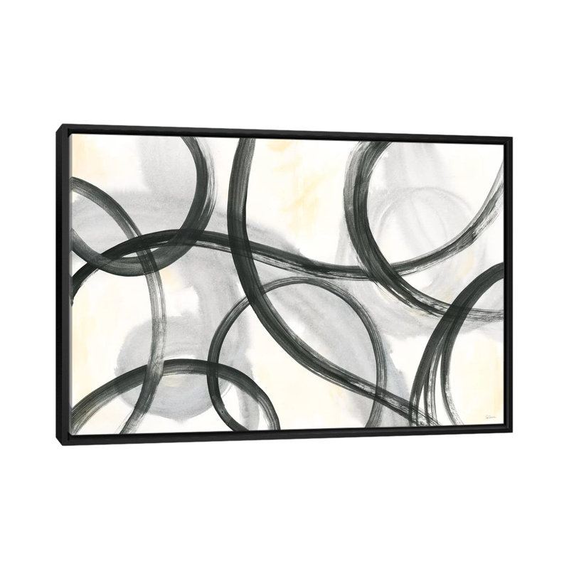 « junctions », reproduction sur toile tendue, H 18 po x l 26 po x P 1,5 po, Toile avec cadre noir, Pas de tapis