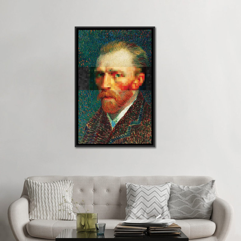 « pix », impression sur toile, H 26 po x l 18 po x P 1,5 po, Toile encadrée noire, Pas de tapis