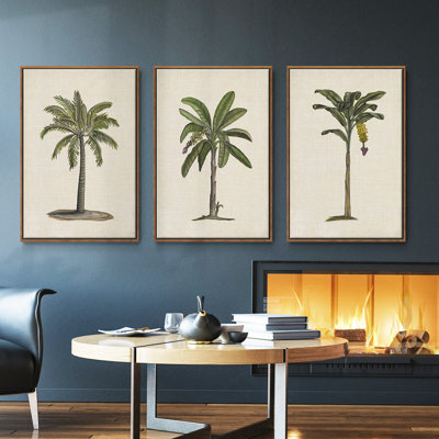 Ensemble de 3 palmiers UK CH AU U CH encadrés sur toile