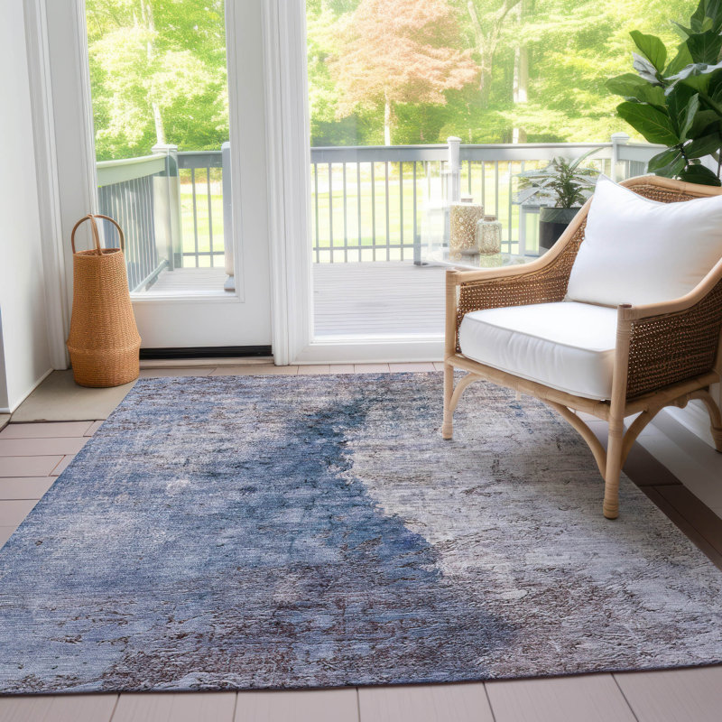 Tapis intérieur / extérieur Kaylani avec envers antidérapant, Rectangulaire 8 pi x 10 pi