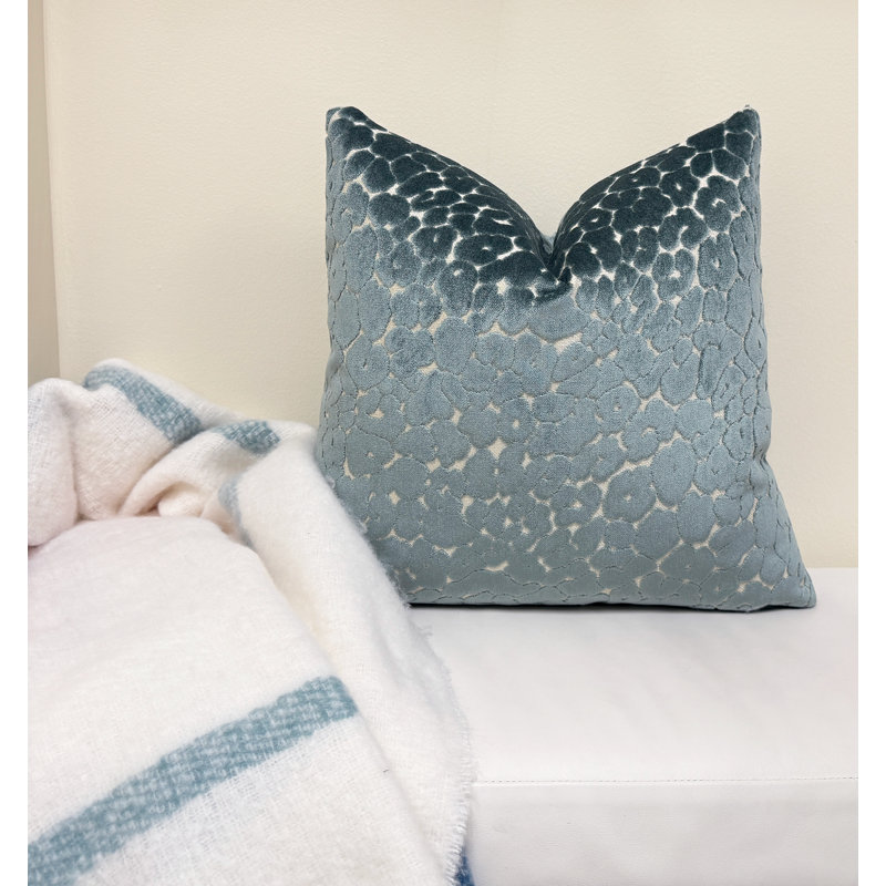 Animal Print Velvet Throw Pillow Cover, 20"H x 20"W, Sea Glass