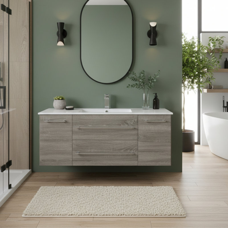 Kato 48" Single Sink Bathroom Vanity with Cultured Marble Top, Biege