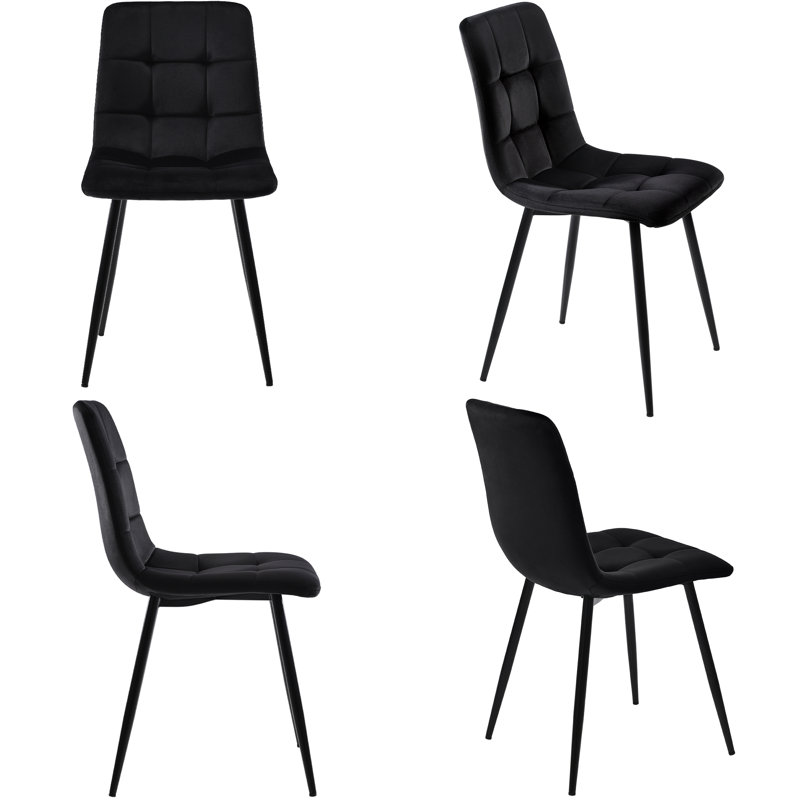 Anelle 43cm H Velvet Upholstered Upholstered Back Side Chair, Black
