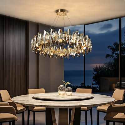 Beauchamps Crystal Chandelier with Glass Accents,K9 Crystal Raindrop Chandelier,Modern Chandelier Crystal Light