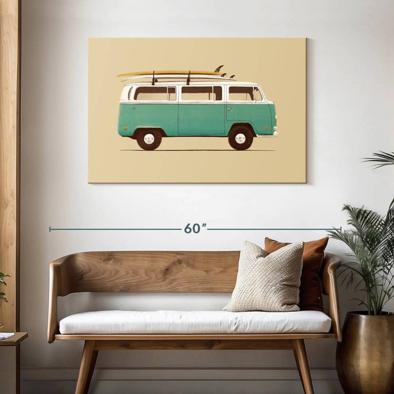 Mehar Blue Retro Van, H 30 po x l 45 po