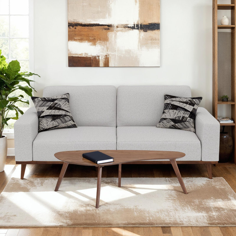Canapé rembourré avec table basse moderne brune, White