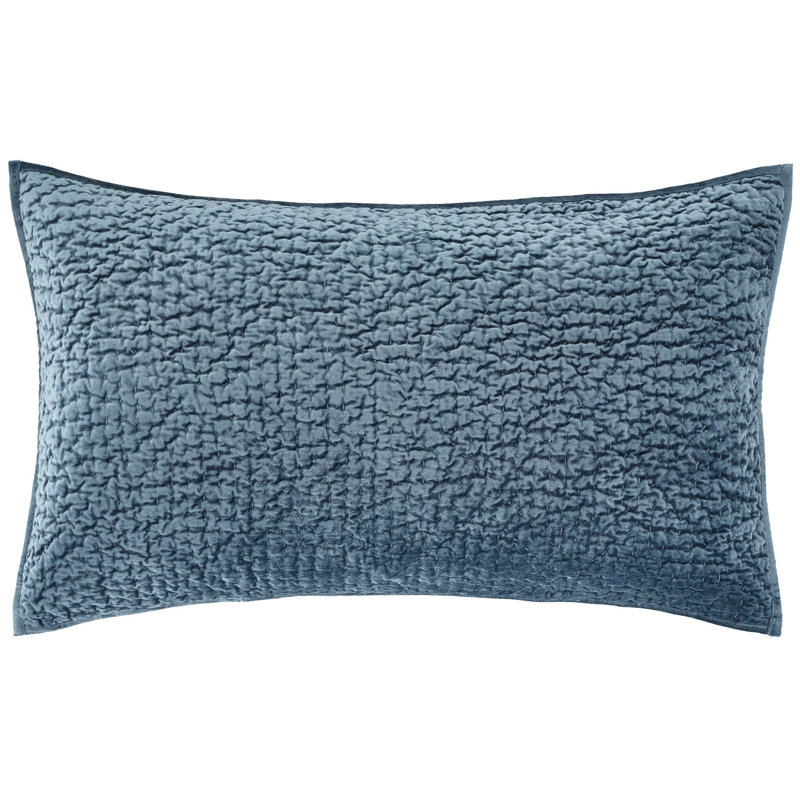 Parisienne Velvet Slate Quilted Sham, King, Slate