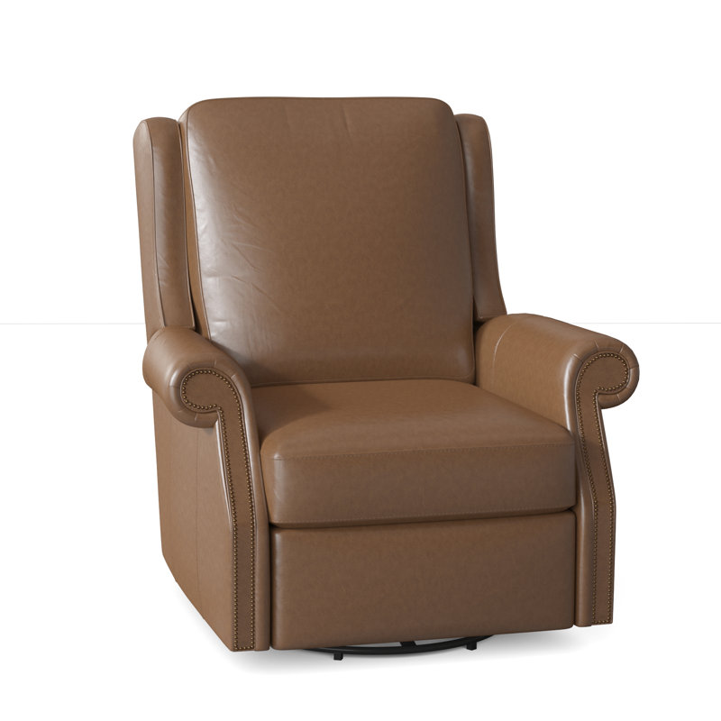 Barcelo Recliner, Aspen Lenado Brown Genuine Leather, Manual Recline w/Inside Release, French Natural