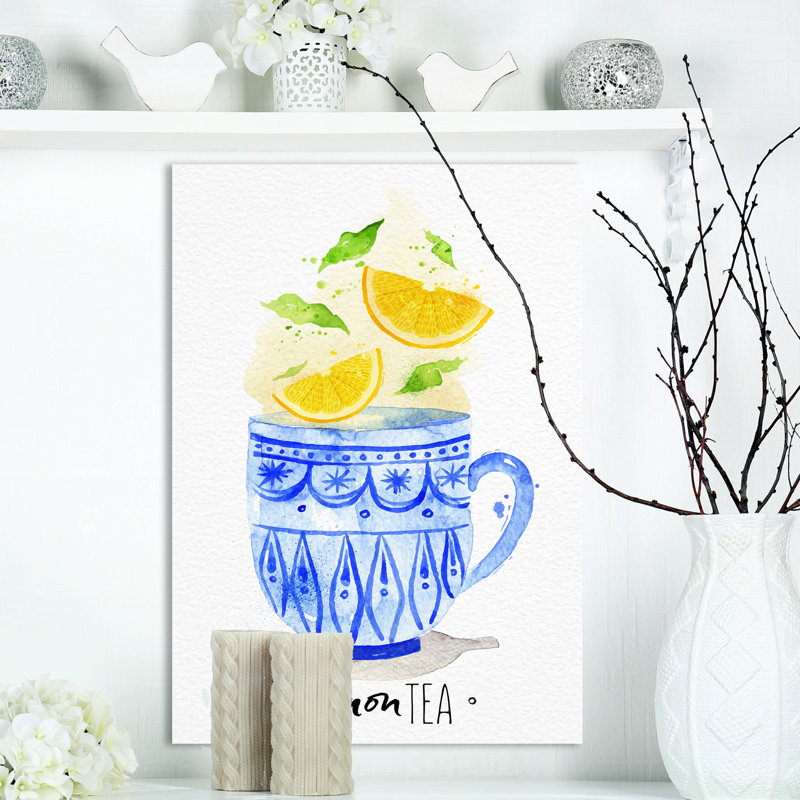 « tasse à thé citron the food », impression, H 20 po x l 12 po x P 1po, Toile tendue
